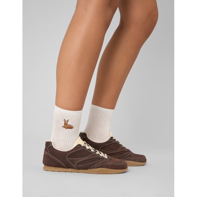 Lot de 2 paires de chaussettes brodées blanc écru <span itemprop=