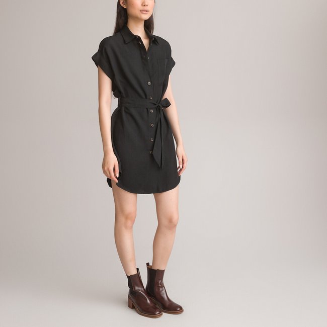 Kurzes Hemdblusenkleid aus Lyocell/Leinen - LA REDOUTE COLLECTIONS