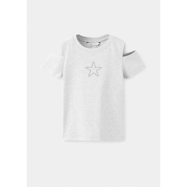 T-shirt en coton à dessin gris chiné clair <span itemprop=