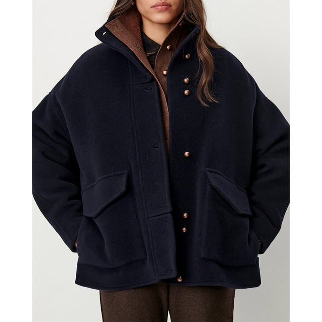 Manteau court en laine mélangée, EAST SIDE marine <span itemprop=