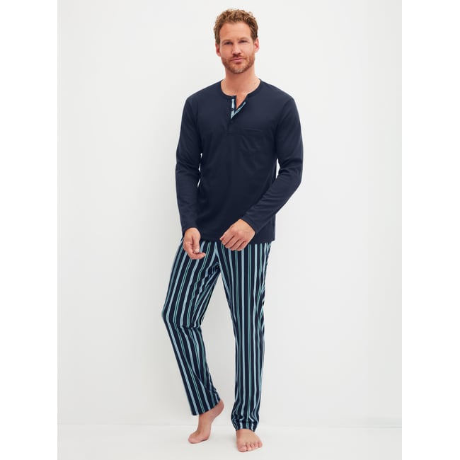 Pyjama manches longues Coton RELAX CHOICE saphir bleu <span itemprop=