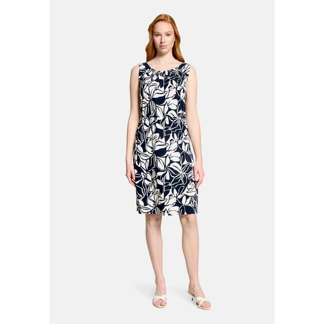 Robe d'été à encolure ronde bleu/blanc <span itemprop=