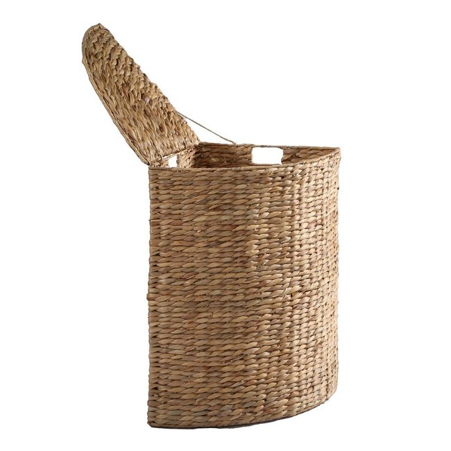 Panier à Linge d'Angle en Jacinthe d'Eau - H66 cm Couleur bois clair <span itemprop=