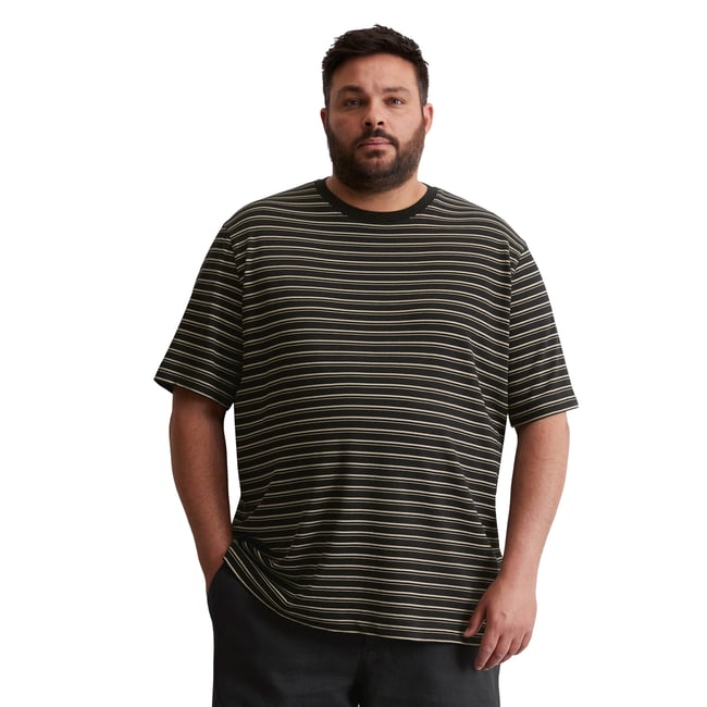 T-shirt regular en mélange de coton et de lin bio noir <span itemprop=
