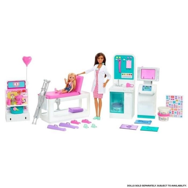 Barbie - Coffret Clinique De Barbie Avec Poupée Docteur Brune Et Plus De 30 éléments Et Accessoires multicolore <span itemprop=