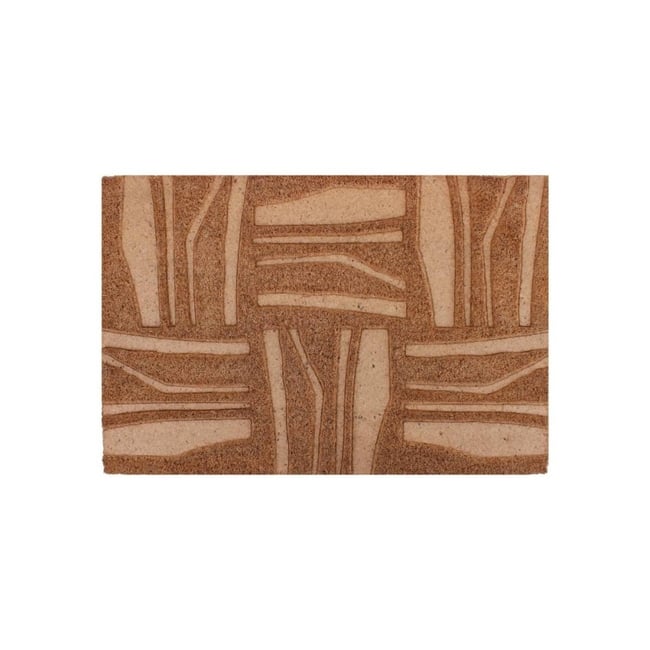 Paillasson embossé motifs primitifs 40x60cm Couleur marron <span itemprop=