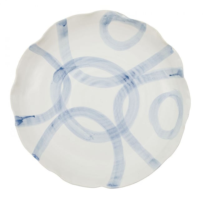 Plateau en terre cuite Isa Couleur blanc, bleu <span itemprop=