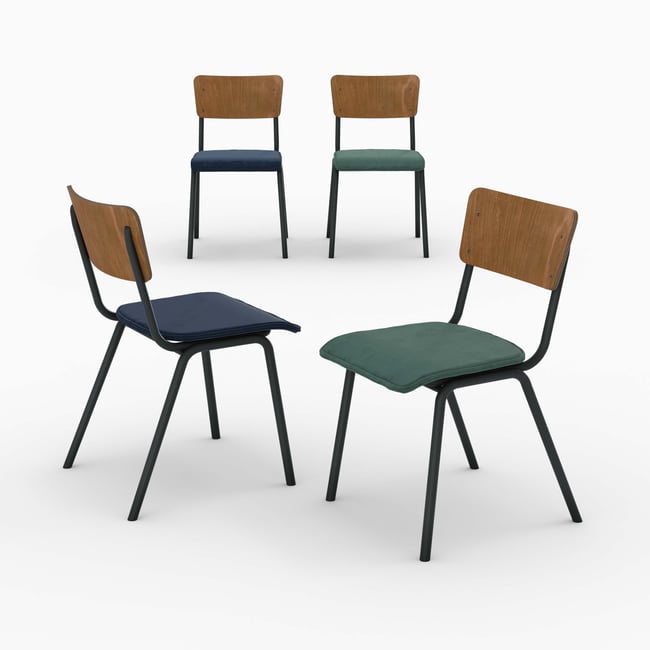 Pack 4 chaises en velours et - NICO Couleur bleu et vert <span itemprop=