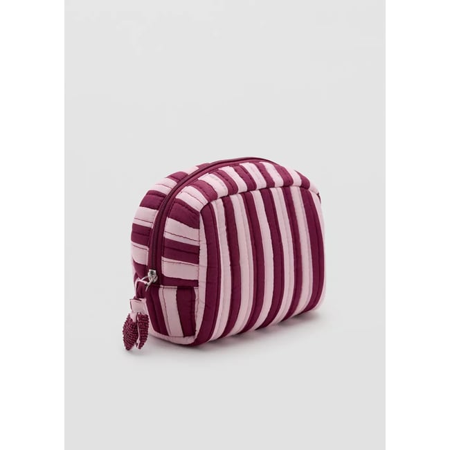 Trousse de toilette imprimée rayures rose <span itemprop=