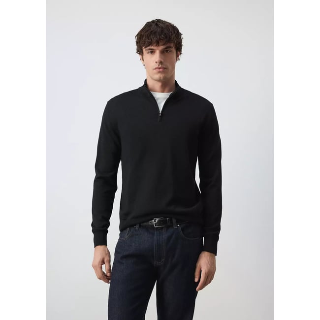 Pull-over 100 % laine mérinos col zippé - MANGO MAN