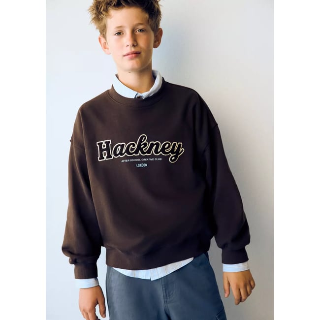 Sweat-shirt oversize imprimé marron <span itemprop=