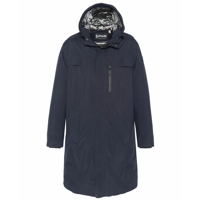 Parka lungo leggero tecnico blu marino SCHOTT