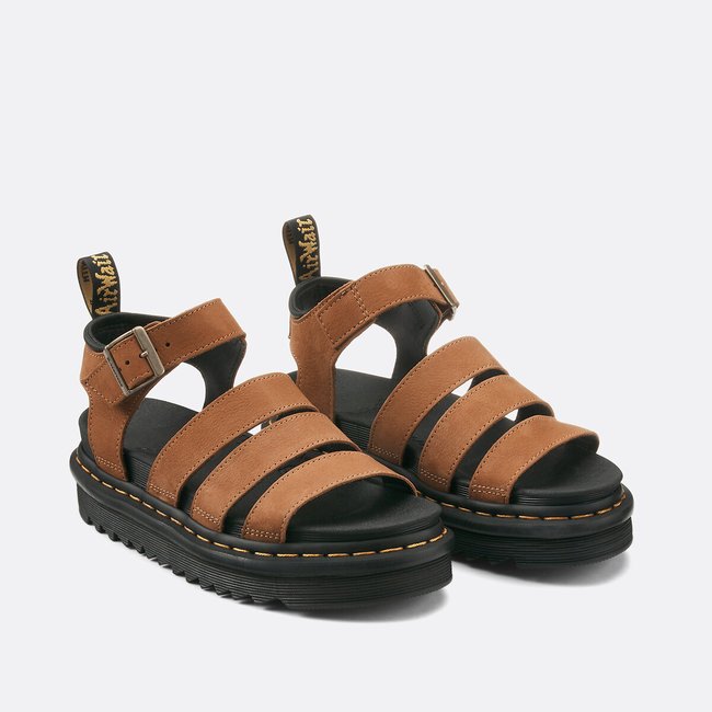 Sandalias de piel Athena Blaire camel <span itemprop=