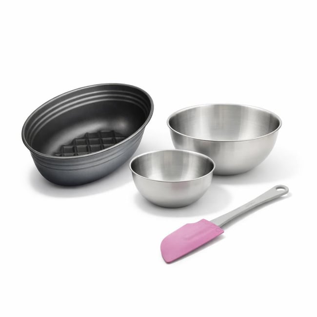 Set de 4 ustensiles de pâtisserie moule à gâteaux 2 bols noir <span itemprop=
