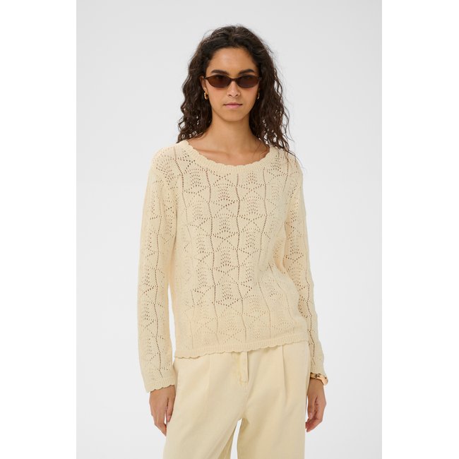 Pullover tricoté blanc turtledove <span itemprop=