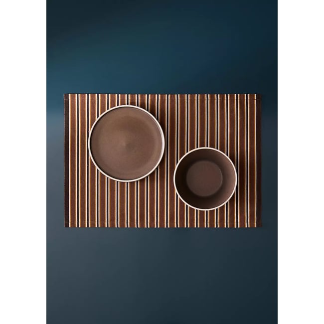 Set de table en coton à rayures Couleur marron <span itemprop=