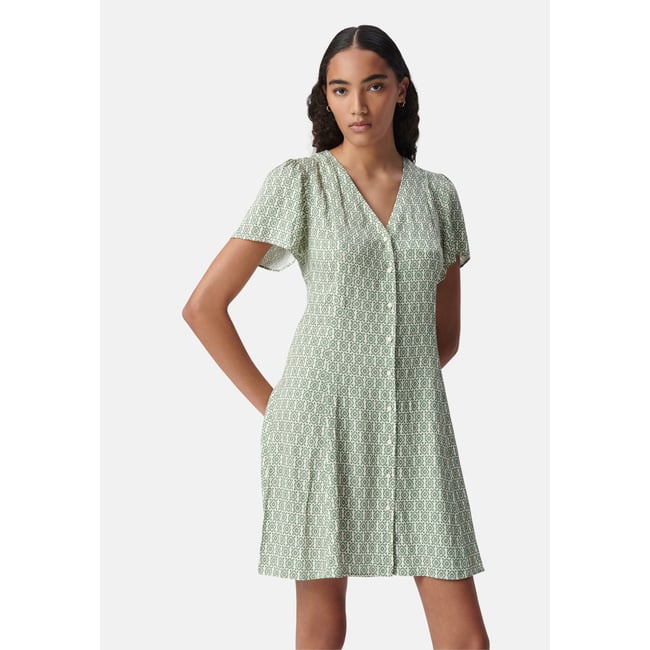 Robe en viscose ethnique  blanc <span itemprop=