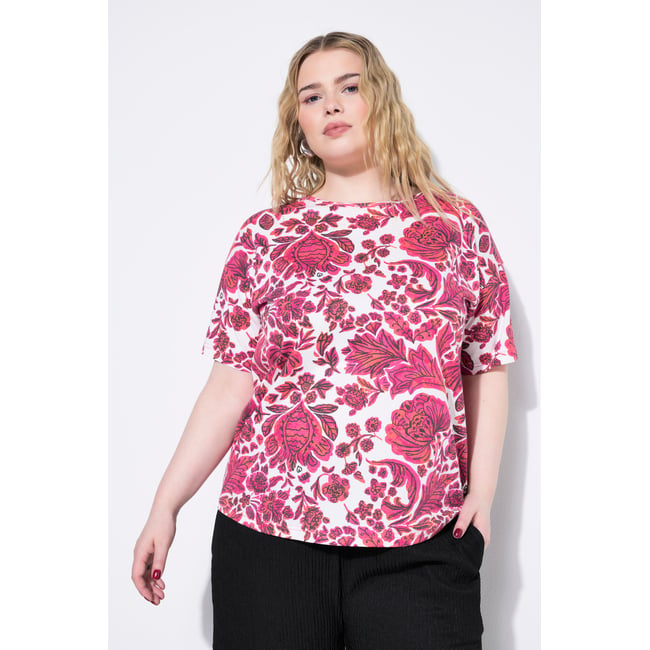 T-shirt oversize, imprimé cachemire rose vif <span itemprop=