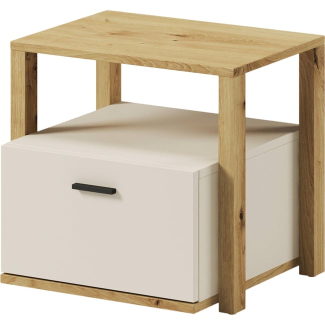 Table de chevet ado LENNY, Tiroir Couleur chêne artisan, beige et truffe <span itemprop=