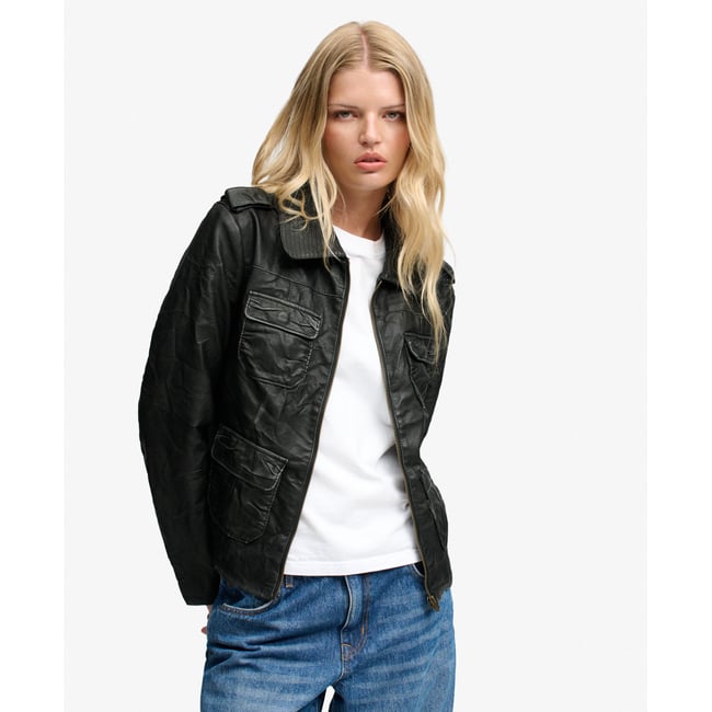 Veste Angelina Faux Cuir Coupe Décontractée noir <span itemprop=