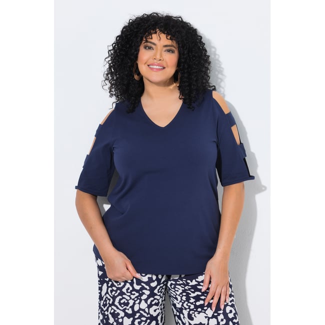 T-shirt décolleté en V et manches courtes - ULLA POPKEN