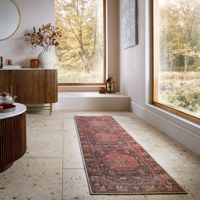 Tapis lavable de couloir NICO Couleur rouge <span itemprop=