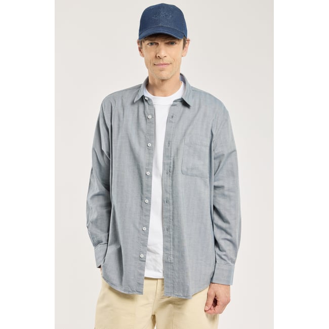 Chemise coupe confort - coton chevron marine deep/milk <span itemprop=