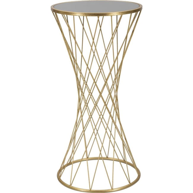 Table d'appoint plateau miroir structure ajourée Couleur doré <span itemprop=