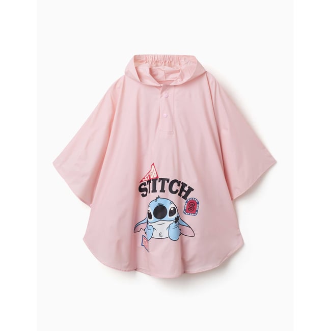 Poncho de pluie à capuche avec imprimé Stitch rose <span itemprop=