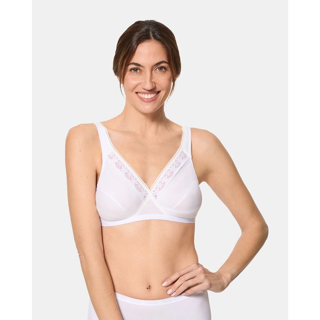 Lot 2 soutiens-gorge Cœur croisé ajouré blanc <span itemprop=
