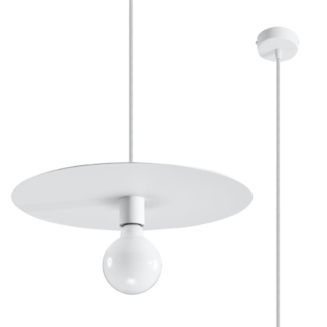 Suspension Acier Blanc E27 1 Flavio Couleur blanc <span itemprop=