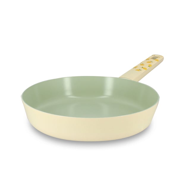 Poêle 28cm en aluminium, CITRON beige-vert <span itemprop=
