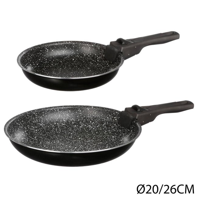 Set de 2 poêles poignée amovible noir <span itemprop=