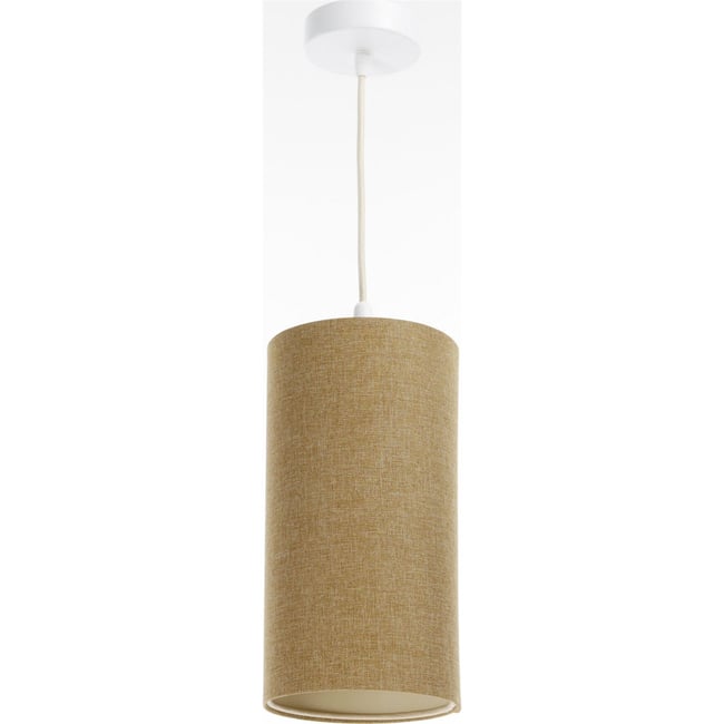 Suspension en lin rond Boho Elegant Couleur lin naturel et rotin clair <span itemprop=