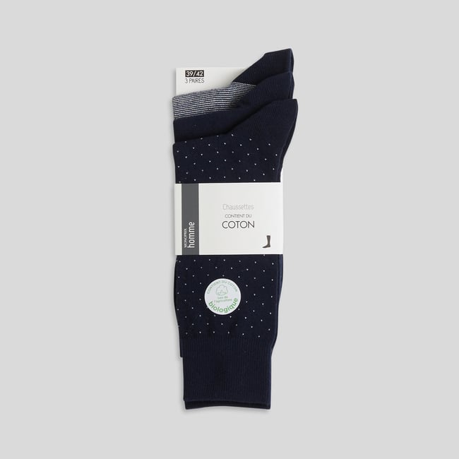 Lot de 3 paires de chaussettes marine <span itemprop=