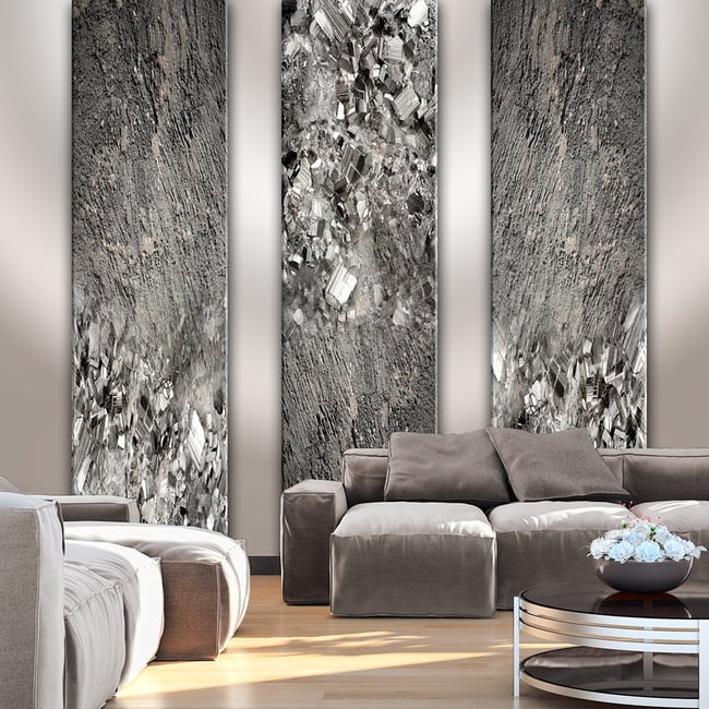 Papier peint intissé panoramique Black diamond Couleur gris / argent <span itemprop=