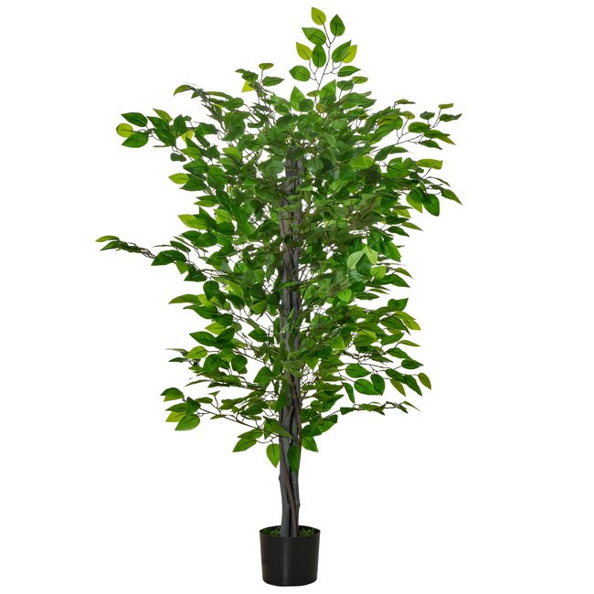 Plante artificielle ficus H1,35 m tronc liane lichen feuilles réalistes pot inclus Couleur vert <span itemprop=