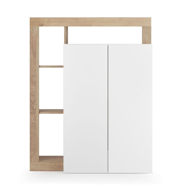 Meuble à chaussures 20 paires H139 cm - HAMBURG Couleur blanc brillant <span itemprop=