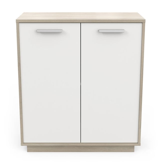 Buffet bas 2 portes, décor bois et blanc L78 cm - Léo Couleur v002237 <span itemprop=