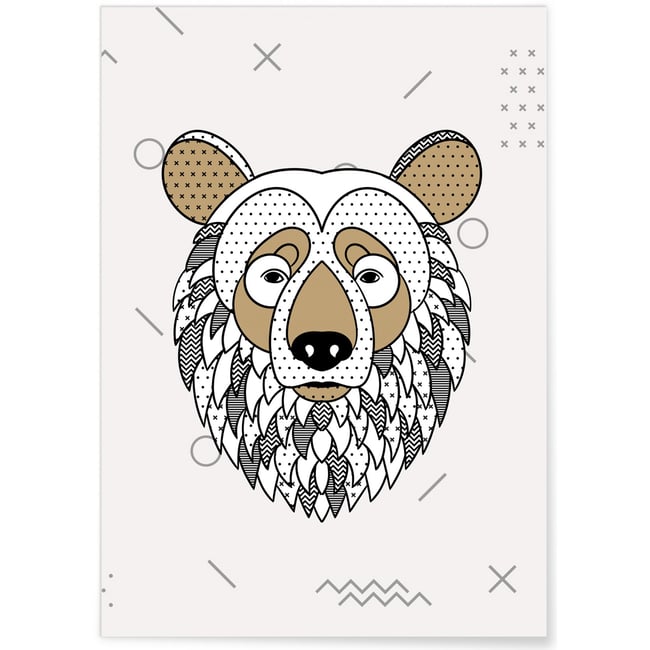 Affiche Ours scandinave Couleur blanc <span itemprop=