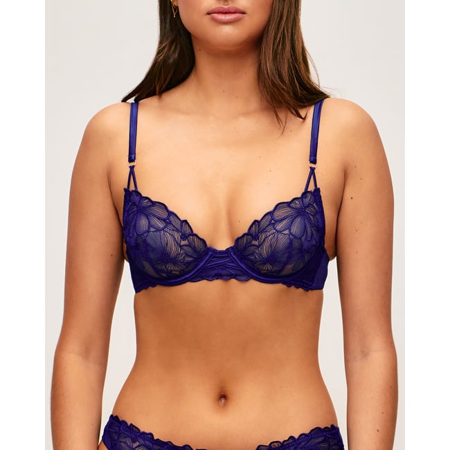 Soutien-gorge corbeille avec broderies florales DAISYBRODIZ bleu <span itemprop=