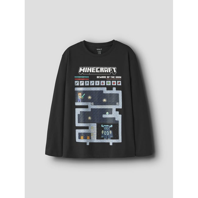 Maglietta a maniche lunghe, Minecraft nero  NAME IT