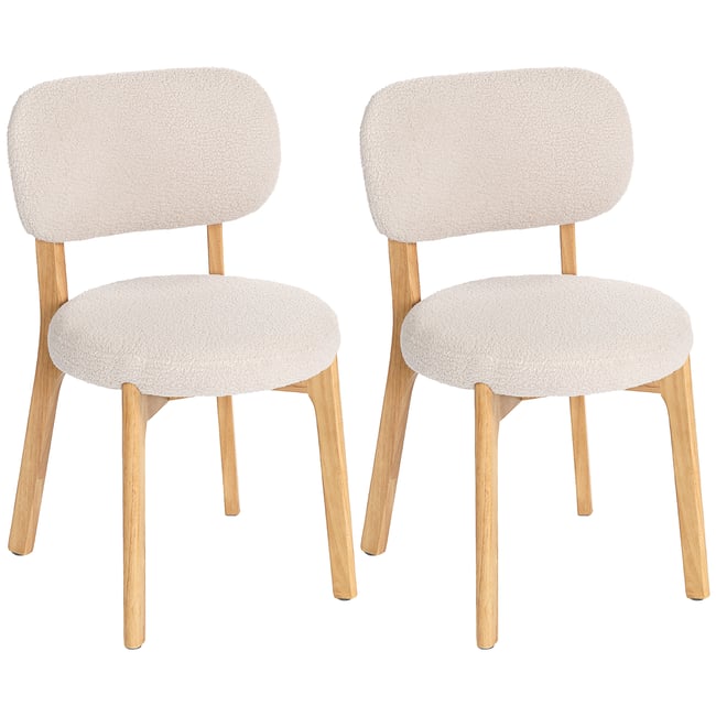 Chaise de salle à manger Tissu effet laine Couleur crème, bois naturel <span itemprop=