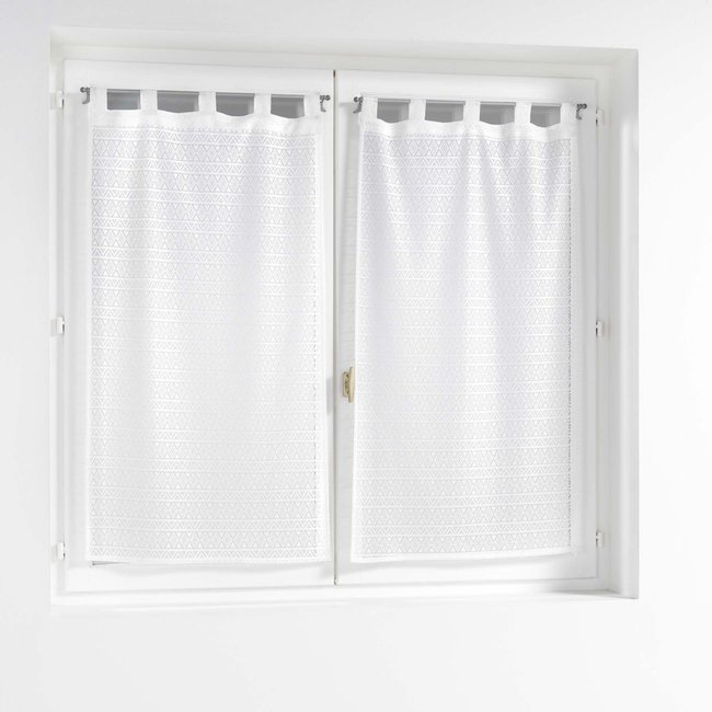 Paire de voilages à passants blanc <span itemprop=