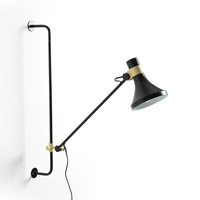 Wandleuchte Jazzy aus Stahl, verstellbar schwarz/messingfarben <span itemprop=