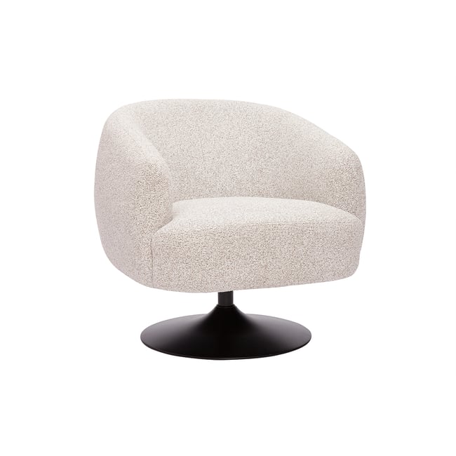 Fauteuil pivotant en tissu effet chenille brossé terre brûlée et métal noir BOWIE - MILIBOO