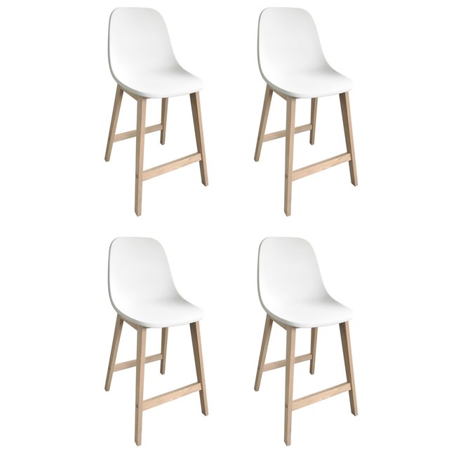 Lot 4 chaises d'ilot et bar en chêne ELIOS Couleur blanc <span itemprop=