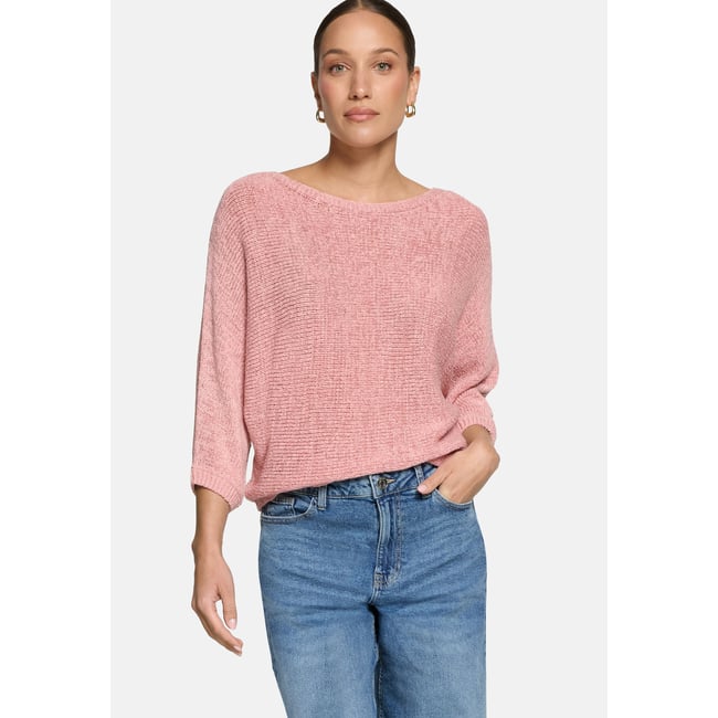 Pull-over en grosse maille à manches chauve-souris bridal rose <span itemprop=