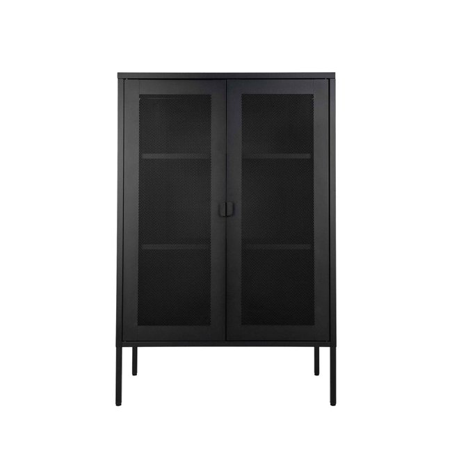 Vaisselier en métal avec portes grillagées- MELBOURNE Couleur noir <span itemprop=