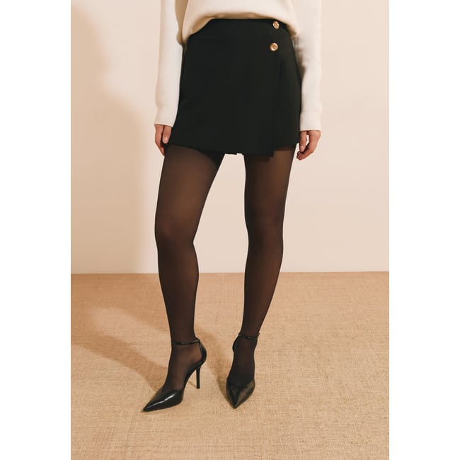 Jupe-short à boutons dorés ITHO noir <span itemprop=